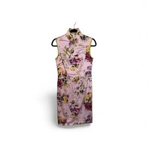 Chinese Cheongsam Quipao Floral Pink Sleeveless Dress